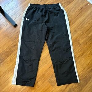 Under Armour Men’s XXL Black Track Pants with White Side Stripes